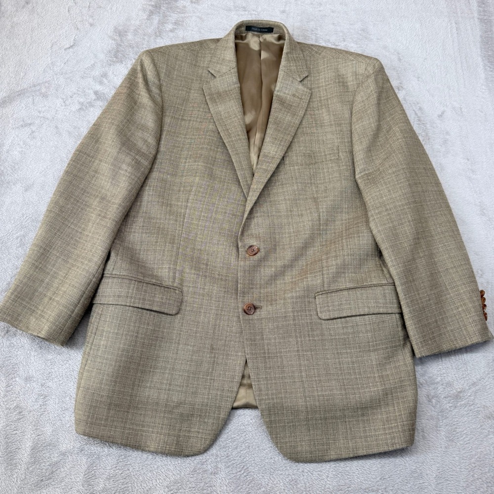 Lauren Ralph Lauren Sport Coat Blazer Men 44R Silk Wool Blnd Tan‎ Brown Textured